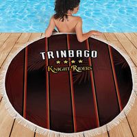 Trinbago Cricket Knight Riders Beach Blanket Palm Leaves with Vertical Stripes Sporty Style - Wonder Print Shop