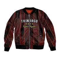 Custom Trinbago Cricket Knight Riders Bomber Jacket Palm Leaves with Vertical Stripes Sporty Style - Wonder Print Shop