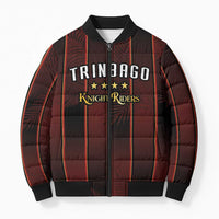Custom Trinbago Cricket Knight Riders Bomber Puffer Jacket Palm Leaves with Vertical Stripes Sporty Style - Wonder Print Shop