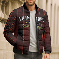 Custom Trinbago Cricket Knight Riders Bomber Puffer Jacket Palm Leaves with Vertical Stripes Sporty Style - Wonder Print Shop