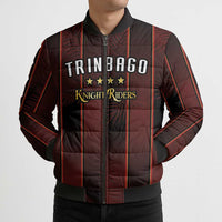 Custom Trinbago Cricket Knight Riders Bomber Puffer Jacket Palm Leaves with Vertical Stripes Sporty Style - Wonder Print Shop