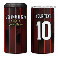 Custom Trinbago Cricket Knight Riders 4 in 1 Can Cooler Tumbler Palm Leaves with Vertical Stripes Sporty Style - Wonder Print Shop