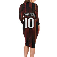 Custom Trinbago Cricket Knight Riders Family Matching Long Sleeve Bodycon Dress and Hawaiian Shirt Palm Leaves with Vertical Stripes Sporty Style - Wonder Print Shop