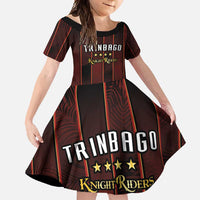 Custom Trinbago Cricket Knight Riders Family Matching Off Shoulder Maxi Dress and Hawaiian Shirt Palm Leaves with Vertical Stripes Sporty Style - Wonder Print Shop