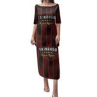 Custom Trinbago Cricket Knight Riders Family Matching Puletasi and Hawaiian Shirt Palm Leaves with Vertical Stripes Sporty Style - Wonder Print Shop