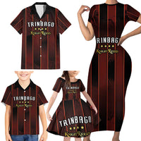 Custom Trinbago Cricket Knight Riders Family Matching Short Sleeve Bodycon Dress and Hawaiian Shirt Palm Leaves with Vertical Stripes Sporty Style - Wonder Print Shop