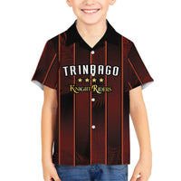 Custom Trinbago Cricket Knight Riders Family Matching Short Sleeve Bodycon Dress and Hawaiian Shirt Palm Leaves with Vertical Stripes Sporty Style - Wonder Print Shop