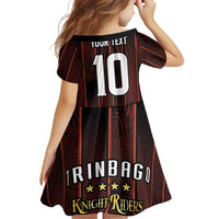 Custom Trinbago Cricket Knight Riders Family Matching Summer Maxi Dress and Hawaiian Shirt Palm Leaves with Vertical Stripes Sporty Style - Wonder Print Shop