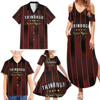Custom Trinbago Cricket Knight Riders Family Matching Summer Maxi Dress and Hawaiian Shirt Palm Leaves with Vertical Stripes Sporty Style - Wonder Print Shop