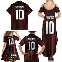 Custom Trinbago Cricket Knight Riders Family Matching Summer Maxi Dress and Hawaiian Shirt Palm Leaves with Vertical Stripes Sporty Style - Wonder Print Shop