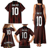 Custom Trinbago Cricket Knight Riders Family Matching Tank Maxi Dress and Hawaiian Shirt Palm Leaves with Vertical Stripes Sporty Style - Wonder Print Shop