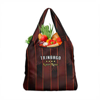 Trinbago Cricket Knight Riders Grocery Bag Palm Leaves with Vertical Stripes Sporty Style - Wonder Print Shop