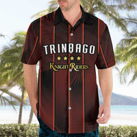 Custom Trinbago Cricket Knight Riders Hawaiian Shirt Palm Leaves with Vertical Stripes Sporty Style - Wonder Print Shop