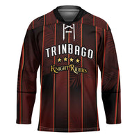 Custom Trinbago Cricket Knight Riders Hockey Jersey Palm Leaves with Vertical Stripes Sporty Style - Wonder Print Shop