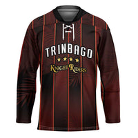 Custom Trinbago Cricket Knight Riders Hockey Jersey Palm Leaves with Vertical Stripes Sporty Style - Wonder Print Shop