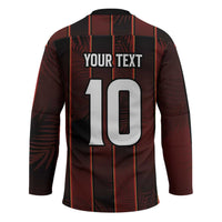 Custom Trinbago Cricket Knight Riders Hockey Jersey Palm Leaves with Vertical Stripes Sporty Style - Wonder Print Shop
