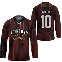 Custom Trinbago Cricket Knight Riders Hockey Jersey Palm Leaves with Vertical Stripes Sporty Style - Wonder Print Shop