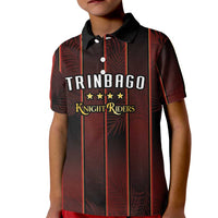 Custom Trinbago Cricket Knight Riders Kid Polo Shirt Palm Leaves with Vertical Stripes Sporty Style - Wonder Print Shop