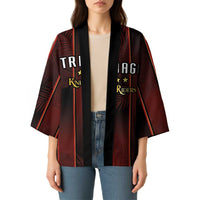 Custom Trinbago Cricket Knight Riders Kimono Palm Leaves with Vertical Stripes Sporty Style - Wonder Print Shop