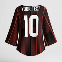 Custom Trinbago Cricket Knight Riders Kimono Sleeve Blouse Palm Leaves with Vertical Stripes Sporty Style - Wonder Print Shop