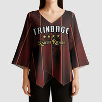 Custom Trinbago Cricket Knight Riders Kimono Sleeve Blouse Palm Leaves with Vertical Stripes Sporty Style - Wonder Print Shop