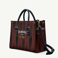 Trinbago Cricket Knight Riders Leather Bag Palm Leaves with Vertical Stripes Sporty Style - Wonder Print Shop