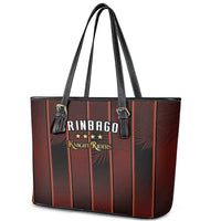 Trinbago Cricket Knight Riders Leather Tote Bag Palm Leaves with Vertical Stripes Sporty Style - Wonder Print Shop