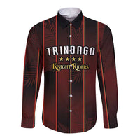Custom Trinbago Cricket Knight Riders Long Sleeve Button Shirt Palm Leaves with Vertical Stripes Sporty Style - Wonder Print Shop