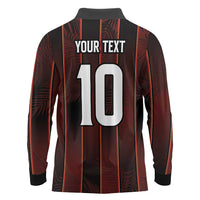 Custom Trinbago Cricket Knight Riders Long Sleeve Polo Shirt Palm Leaves with Vertical Stripes Sporty Style - Wonder Print Shop