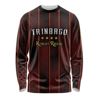 Custom Trinbago Cricket Knight Riders Long Sleeve Shirt Palm Leaves with Vertical Stripes Sporty Style - Wonder Print Shop