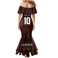 Custom Trinbago Cricket Knight Riders Mermaid Dress Palm Leaves with Vertical Stripes Sporty Style - Wonder Print Shop