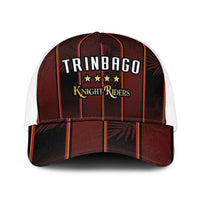 Trinbago Cricket Knight Riders Mesh Trucker Cap Palm Leaves with Vertical Stripes Sporty Style - Wonder Print Shop