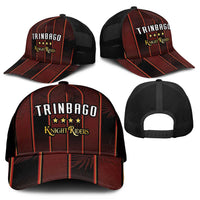 Trinbago Cricket Knight Riders Mesh Trucker Cap Palm Leaves with Vertical Stripes Sporty Style - Wonder Print Shop