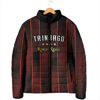 Custom Trinbago Cricket Knight Riders Padded Jacket Palm Leaves with Vertical Stripes Sporty Style - Wonder Print Shop