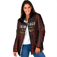 Custom Trinbago Cricket Knight Riders Padded Jacket Palm Leaves with Vertical Stripes Sporty Style - Wonder Print Shop