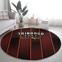 Trinbago Cricket Knight Riders Round Carpet Palm Leaves with Vertical Stripes Sporty Style - Wonder Print Shop