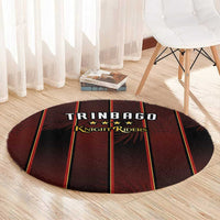 Trinbago Cricket Knight Riders Round Carpet Palm Leaves with Vertical Stripes Sporty Style - Wonder Print Shop