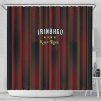Trinbago Cricket Knight Riders Shower Curtain Palm Leaves with Vertical Stripes Sporty Style - Wonder Print Shop