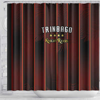 Trinbago Cricket Knight Riders Shower Curtain Palm Leaves with Vertical Stripes Sporty Style - Wonder Print Shop