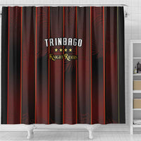 Trinbago Cricket Knight Riders Shower Curtain Palm Leaves with Vertical Stripes Sporty Style - Wonder Print Shop