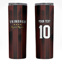 Custom Trinbago Cricket Knight Riders Skinny Tumbler Palm Leaves with Vertical Stripes Sporty Style - Wonder Print Shop