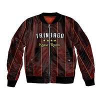 Custom Trinbago Cricket Knight Riders Sleeve Zip Bomber Jacket Palm Leaves with Vertical Stripes Sporty Style - Wonder Print Shop