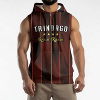 Custom Trinbago Cricket Knight Riders Sleeveless Zip Hoodie Palm Leaves with Vertical Stripes Sporty Style - Wonder Print Shop