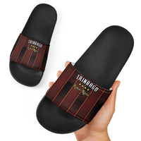 Trinbago Cricket Knight Riders Slide Sandals Palm Leaves with Vertical Stripes Sporty Style - Wonder Print Shop