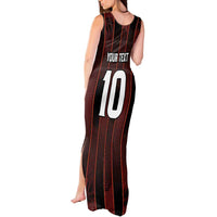 Custom Trinbago Cricket Knight Riders Tank Maxi Dress Palm Leaves with Vertical Stripes Sporty Style - Wonder Print Shop