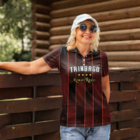 Custom Trinbago Cricket Knight Riders Women Polo Shirt Palm Leaves with Vertical Stripes Sporty Style - Wonder Print Shop