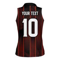 Custom Trinbago Cricket Knight Riders Women Sleeveless Polo Shirt Palm Leaves with Vertical Stripes Sporty Style - Wonder Print Shop