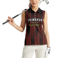 Custom Trinbago Cricket Knight Riders Women Sleeveless Polo Shirt Palm Leaves with Vertical Stripes Sporty Style - Wonder Print Shop