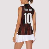 Custom Trinbago Cricket Knight Riders Women Sleeveless Polo Shirt Palm Leaves with Vertical Stripes Sporty Style - Wonder Print Shop