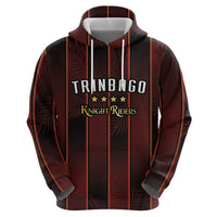 Custom Trinbago Cricket Knight Riders Zip Hoodie Palm Leaves with Vertical Stripes Sporty Style - Wonder Print Shop